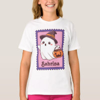 Timbre de nom personnalisé Halloween Fantôme Sorci