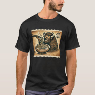 T-shirt Timbre de nouilles de l'art rupestre japonais Biso