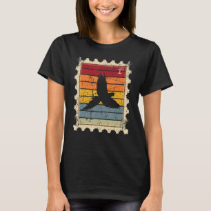 T-shirt Timbre De Postage Avec Parrot Ara Couché Du Soleil