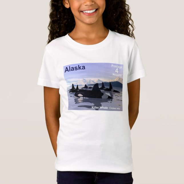 T-Shirt Timbre des baleines tueuses de l'Alaska (Devant)