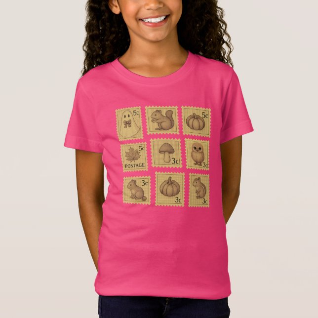 T-Shirt Timbre graphique mignon de la casquette pour fille (Devant)
