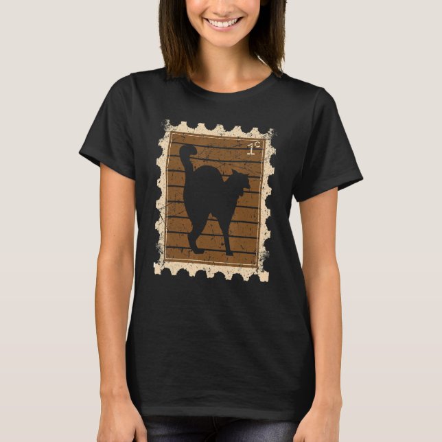 T-shirt Timbre Postal Avec Chat (Devant)