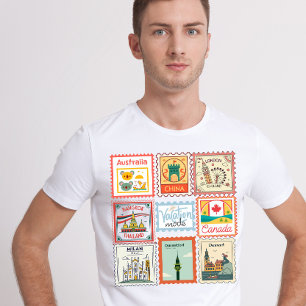 T-shirt Timbre postal du pays vintage