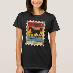 T-shirt Timbre-poste avec un cheval de coucher de soleil 4