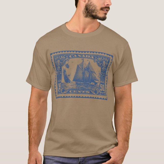 T-shirt Timbre-poste bleu canadien de nez (Devant)