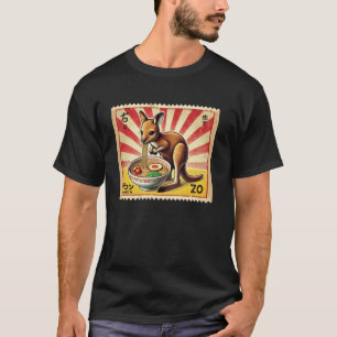 T-shirt Timbre-poste d'art japonais Coucher de soleil Kang
