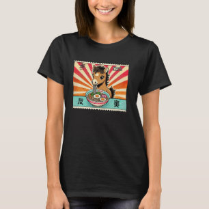 T-shirt Timbre-poste d'art japonais pop mignon poulain bél