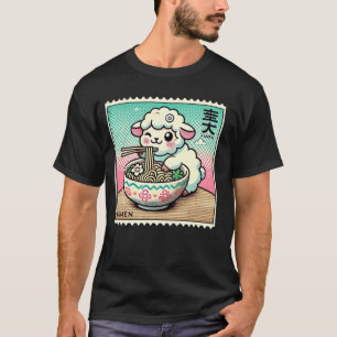 T-shirt Timbre-poste d'art japonais pop mouton agneau béli