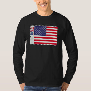 T-shirt Timbre-poste Drapeau Américain Patriotique Usa Pou