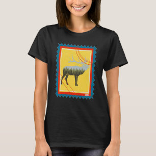 T-shirt Timbre Poste Élan Sauvage Animal Nature Orignal