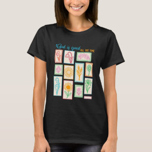 T-shirt Timbre-poste floral chrétien Dieu est un bon tout 