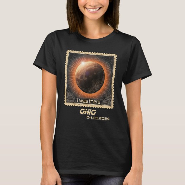 T-shirt Timbre rétro Total Éclipse solaire 2024 Ohio (Devant)