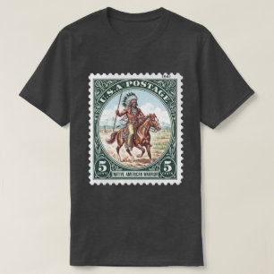 T-shirt Timbre Vintage Guerrier Amérindien