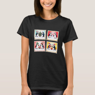 T-shirt Timbres de Noël de Pingouins Amoureux de Pingouins