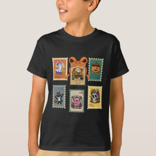 T-shirt Timbres d'Halloween Haunted Citrouille House Chais