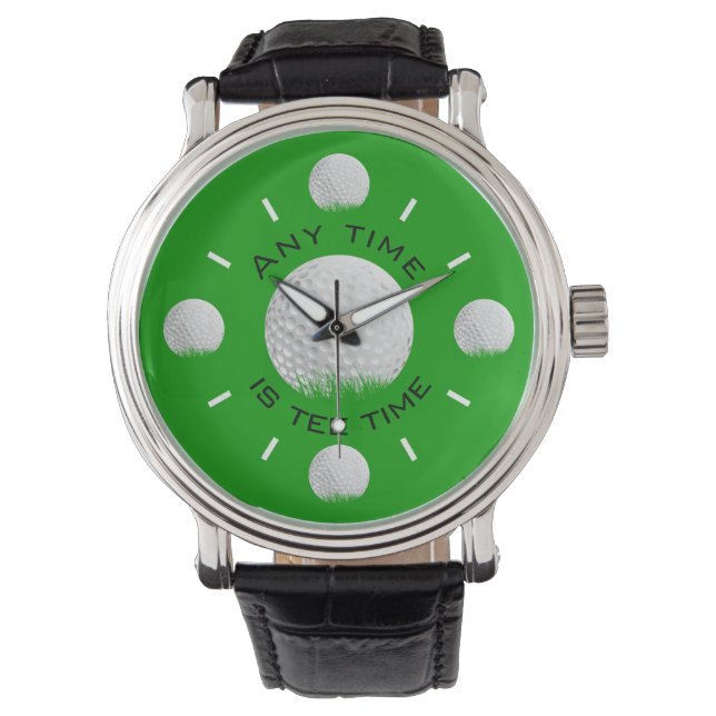 T-Shirt Time Golf Ball im Gras Armbanduhr (Vorderseite)