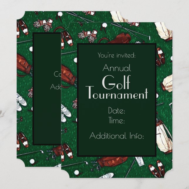 T-Shirt Time Golf Turnier - Grüne Einladung (Vorne/Hinten)