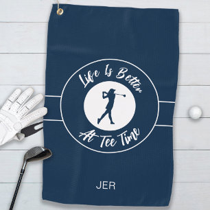 T-Shirt Time Golfer Spaß Sportmonogramm Blau für s Golfhandtuch