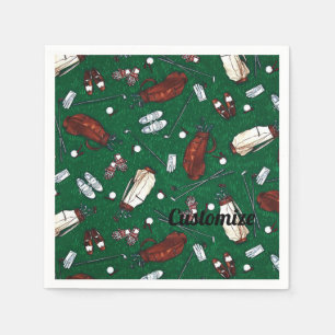 T-Shirt Time Green Golf Pattern Napkins Serviette