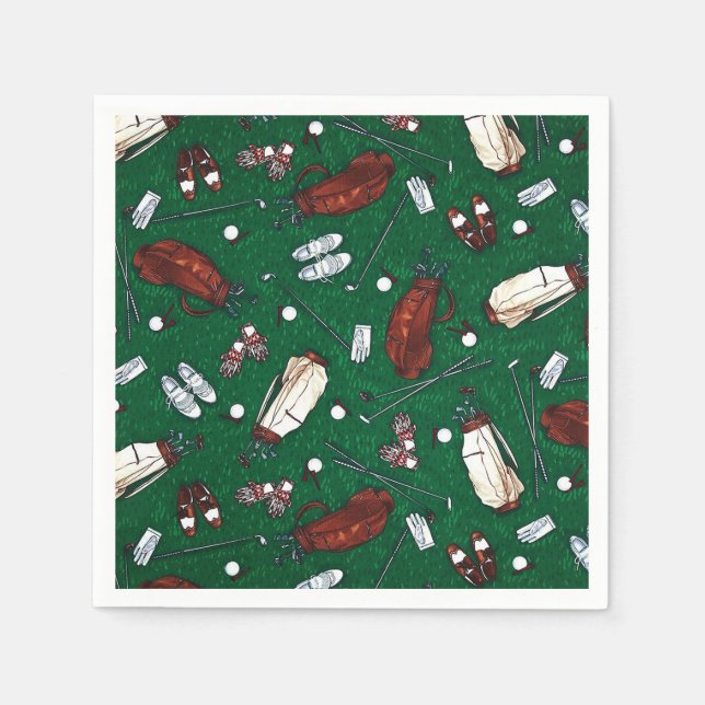 T-Shirt Time Green Golf Pattern Napkins Serviette (Vorderseite)