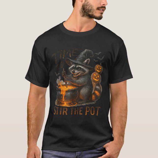 T-shirt Time To Stir T Funny Raccoon Retro Halloween Anima (Devant)