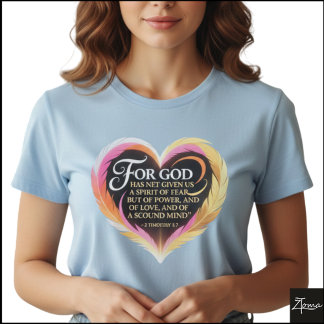 T-shirt Timothée 1:7 Écriture Néon Plume Cœur