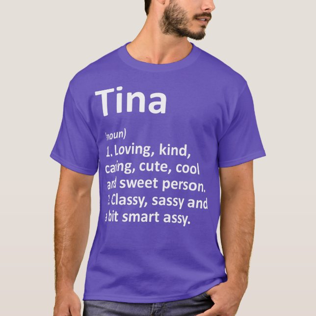 T-shirt TINA Définition Nom personnalisé Amusant Anniversa (Devant)