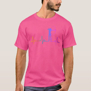 T-shirt Tir à l'arc Archer Girl Heartbeat Pulse Rainbow