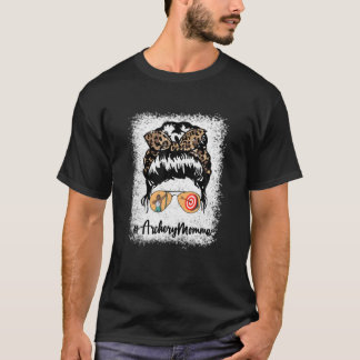 T-shirt Tir à l'arc Momma Messy Cheveux Bun Leopard Femme 