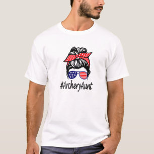 T-shirt Tir à l'Arc Tante Vie Messy Bun Lunettes de cheveu