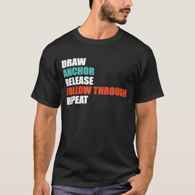 T-shirt Tir à l'arc traditionnel Retro Dessin Ancre de dég (Devant)