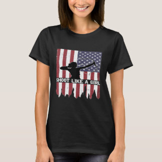 T-shirt Tir comme une fille Drapeau Chasse Tir à l'arc