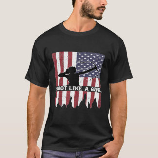 T-shirt Tir comme une fille Drapeau Chasse Tir à l'arc Sho