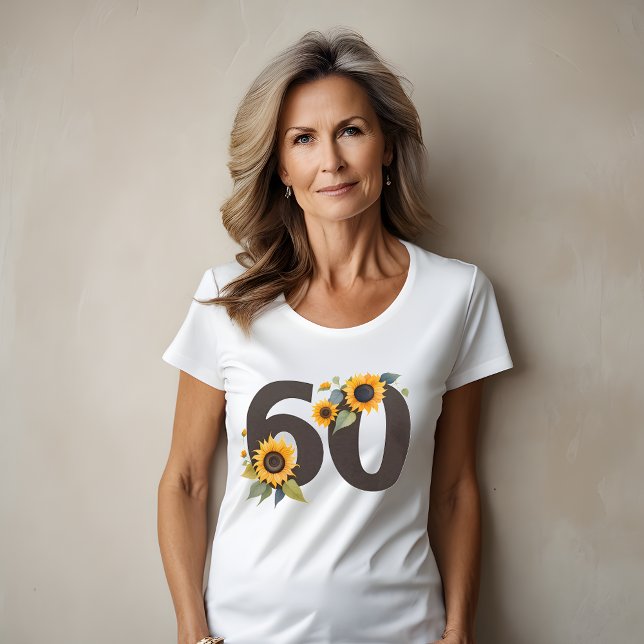 T-shirt Tirage de Soixante Femmes Sunflower - 60e annivers (🌻 Embrace the 60s: Sunflowers Sixty Women's T-Shirt! 🎉)