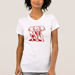 T-shirt Tirage de trait d'éléphant rouge sombre