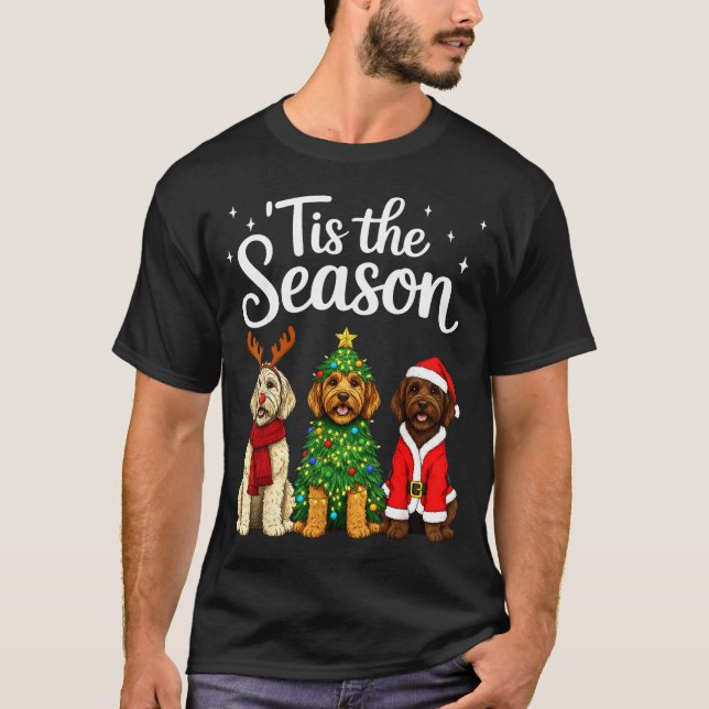 T-shirt Tis The Season Goldendoodle Christmas Santa Doodle (Devant)