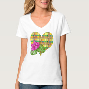 T-shirt Tissu Coloré Madras Tartan Caraïbes