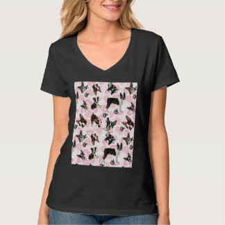 T-shirt Tissu De Boston Terrier Sur Un Arrière - plan Coeu