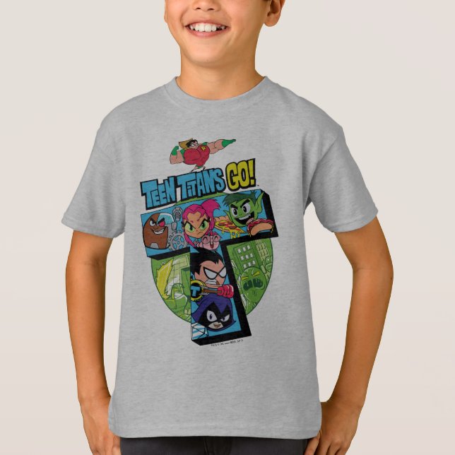 T-shirt Titans Ados, allez ! | Collage de la tour Titans (Devant)