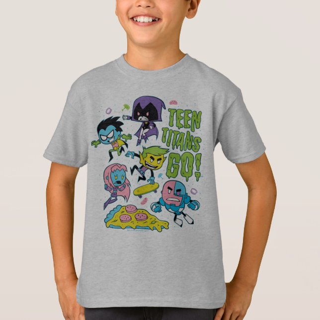 T-shirt Titans Ados, allez ! | Gnarly 90's Pizza Graphic (Devant)