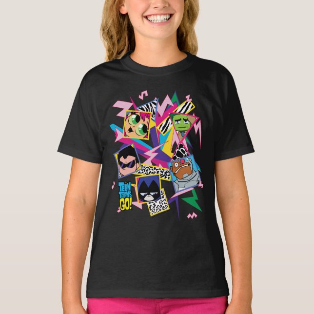 T-shirt Titans Ados, allez ! | Retro 90's Group Collage (Devant)