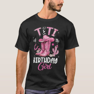 T-shirt Titi Of The Birthday Girl Pink Cowgirl Western Cow