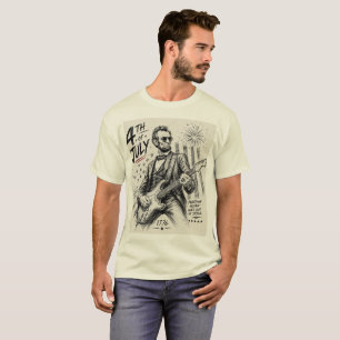T-shirt Titre : Abraham Lincoln Guitare Rock 4 juillet (S)