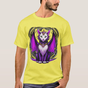 T-shirt Titre : Assistant de chat Dragon - Noir, Blanc et 