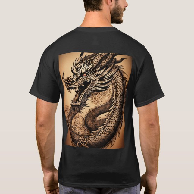 T-shirt Titre : "T-shirts dragons à l'aquarelle lunaire" (Dos)