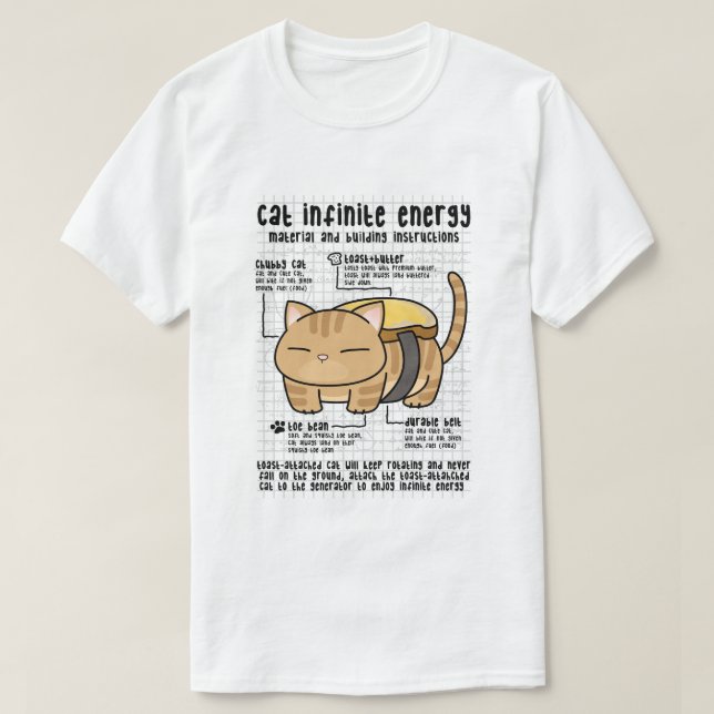 T-shirt Toast de beurre d'énergie infini chat (Design devant)