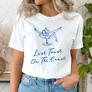 T-shirt Toast Dernier bleu à main blanche tiré sur la côte
