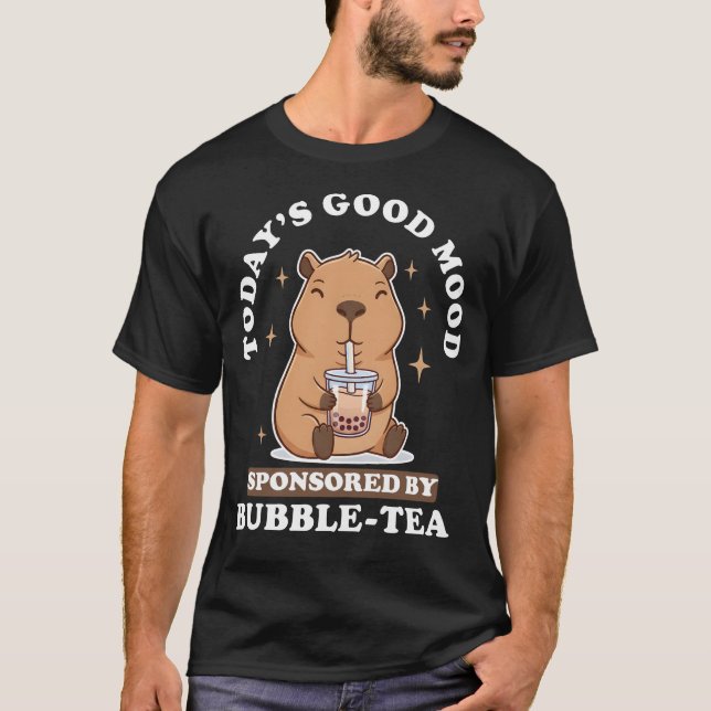 T-shirt Today's Good Mood Bubble Tea Kawaii Capybara (Devant)