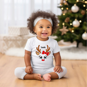 T-shirt Toddler Visage Reindeer fille mignonne