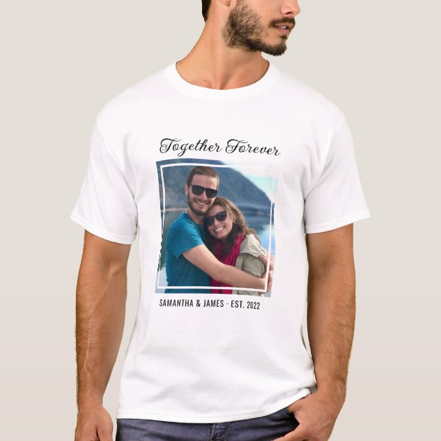 T-shirt Together Forever Typography Couple Photo Name (Devant)